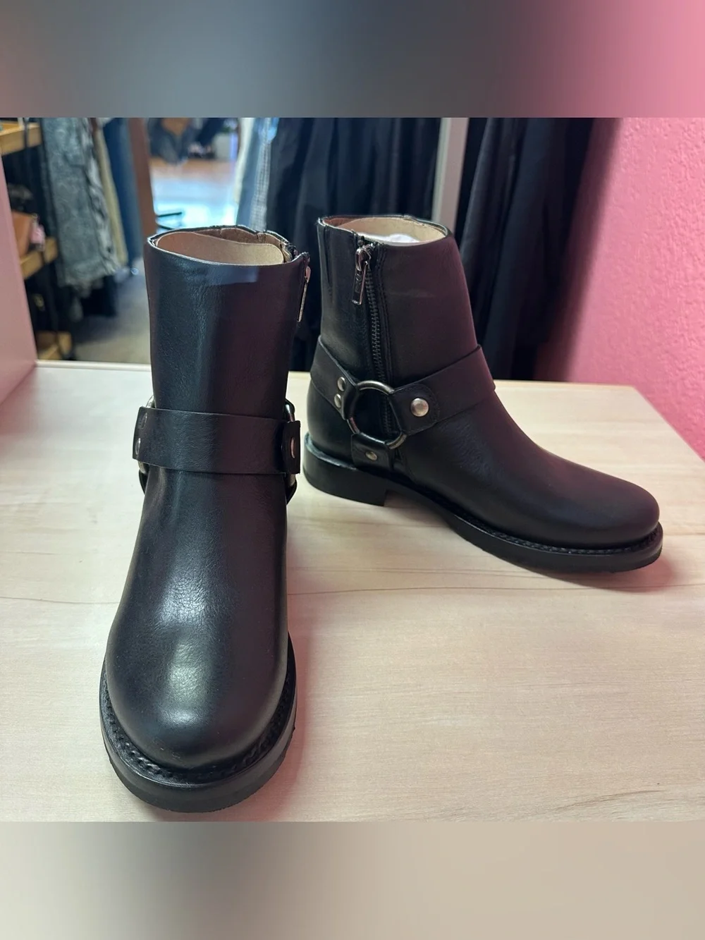 FRYE Black Harness Ankle Boots NIB